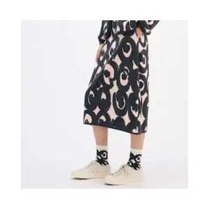 Uniqlo‎ x Marimekko Fleece Midi Skirt Koppelo Print Black White S Minimalist
